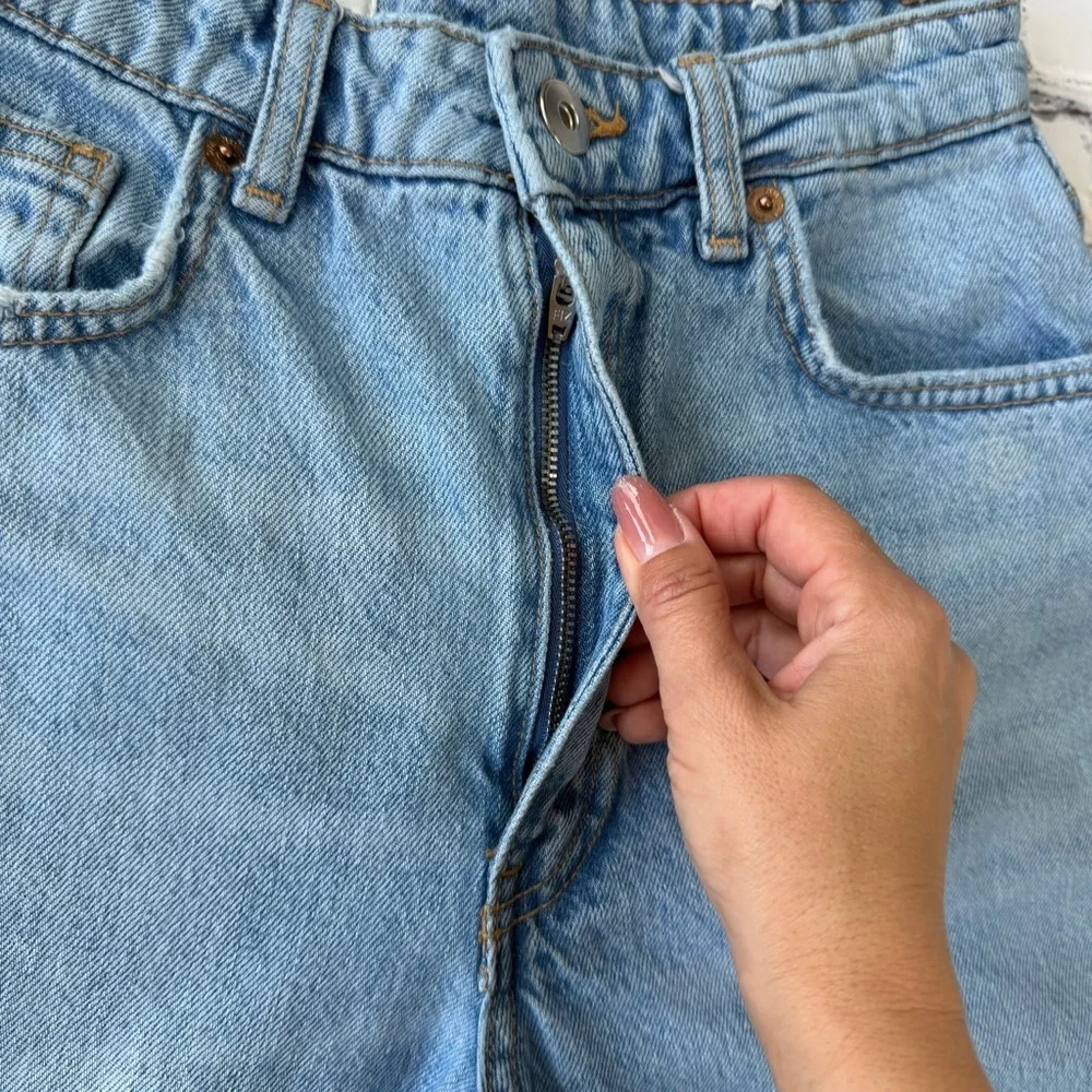 ✅ Zara Light Blue High Rise Wide Barrel Leg Jeans size 0 EUR 32